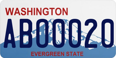 WA license plate ABO0020