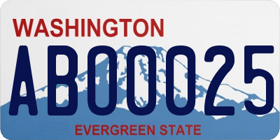 WA license plate ABO0025