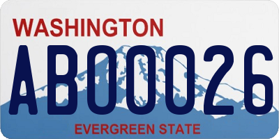 WA license plate ABO0026