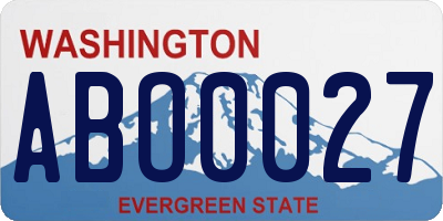 WA license plate ABO0027