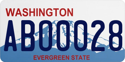 WA license plate ABO0028