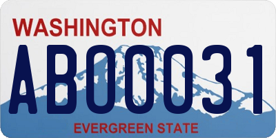 WA license plate ABO0031