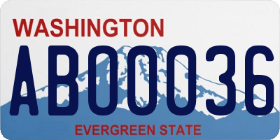 WA license plate ABO0036