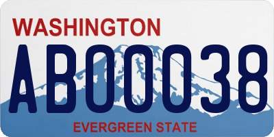 WA license plate ABO0038