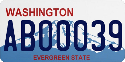 WA license plate ABO0039
