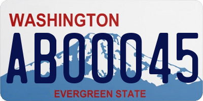 WA license plate ABO0045