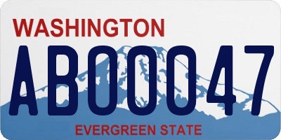 WA license plate ABO0047