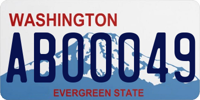 WA license plate ABO0049