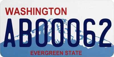WA license plate ABO0062