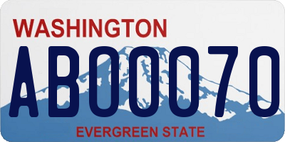 WA license plate ABO0070