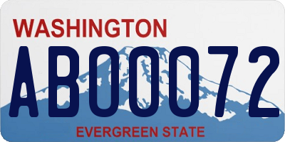 WA license plate ABO0072