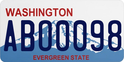 WA license plate ABO0098