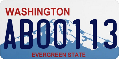 WA license plate ABO0113