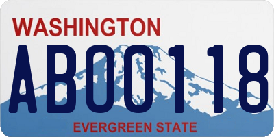 WA license plate ABO0118