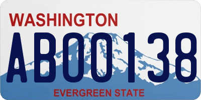 WA license plate ABO0138