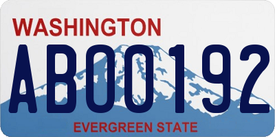 WA license plate ABO0192