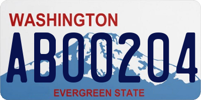 WA license plate ABO0204
