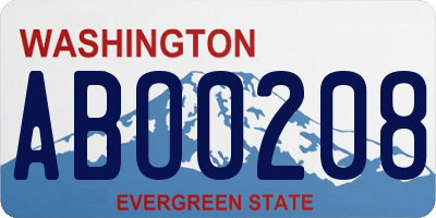 WA license plate ABO0208