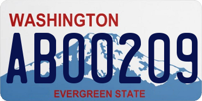 WA license plate ABO0209