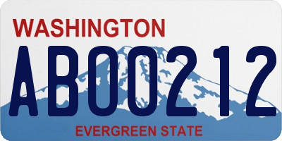 WA license plate ABO0212