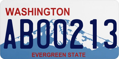 WA license plate ABO0213
