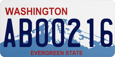 WA license plate ABO0216