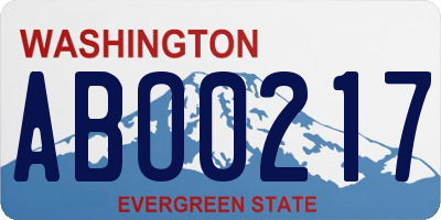 WA license plate ABO0217