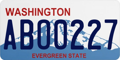 WA license plate ABO0227
