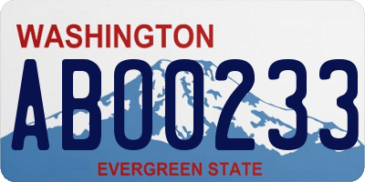 WA license plate ABO0233