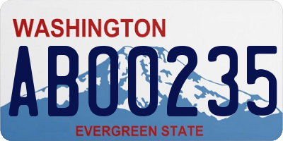 WA license plate ABO0235