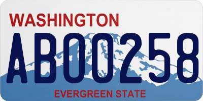 WA license plate ABO0258
