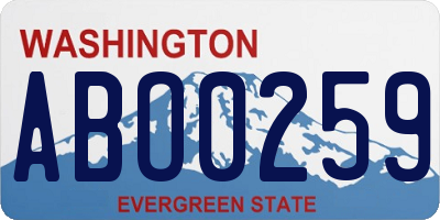 WA license plate ABO0259