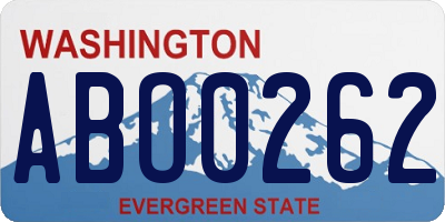 WA license plate ABO0262