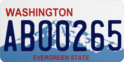 WA license plate ABO0265