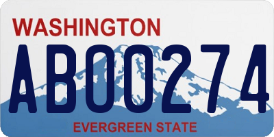 WA license plate ABO0274