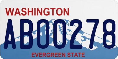 WA license plate ABO0278