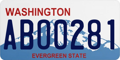 WA license plate ABO0281