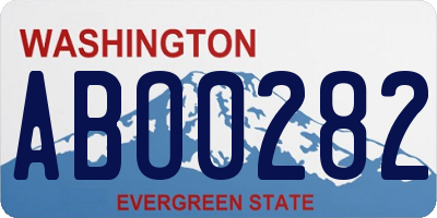 WA license plate ABO0282