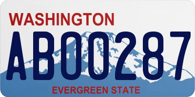 WA license plate ABO0287