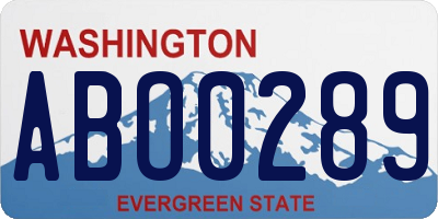 WA license plate ABO0289