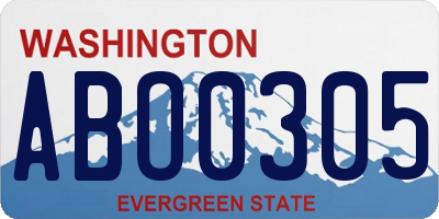 WA license plate ABO0305