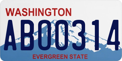WA license plate ABO0314