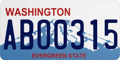 WA license plate ABO0315