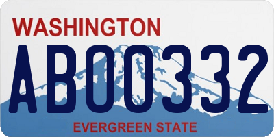 WA license plate ABO0332