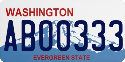 WA license plate ABO0333