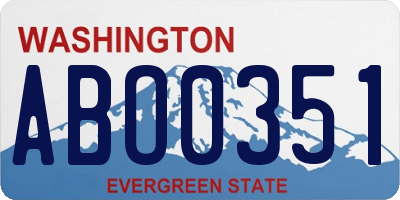 WA license plate ABO0351