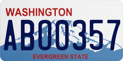 WA license plate ABO0357