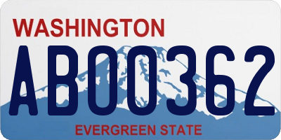 WA license plate ABO0362