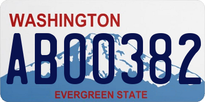 WA license plate ABO0382