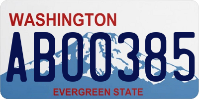 WA license plate ABO0385